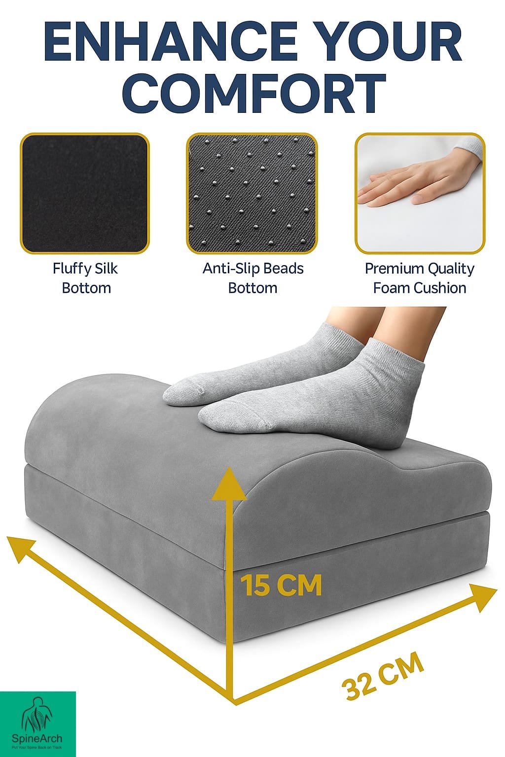 spinearch foot rest s curve pillow (16x24x6) with base plate 50 mm this price applicable only on 30 pc. moq spinearch foot rest s curve pillow (16x24x6) with base plate 50 mm this price applicable only on 30 pc. moq