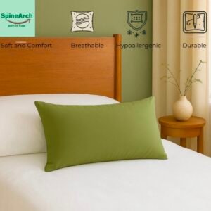 spinearch microfiber filling plain solid pillow (17x27) green