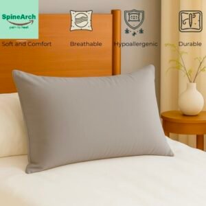 spinearch microfiber filling plain solid pillow (17x27) grey