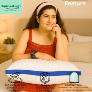spinearch microfiber filling solid border pillow (17x27) blue